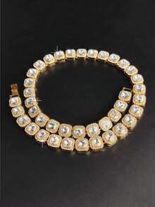 kuuioe 1 件几何立方体水钻闪光设计冰淇淋项链和手链，多种尺寸，时尚男女通用钻石镶嵌嘻哈风格项链 - 方塊 - 查看 9