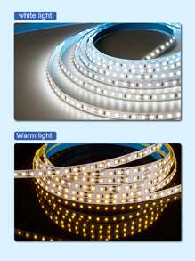 1pc/1m/2m/5m Adjustable Brightness Dual Color Temperature Self-Adhesive LED Light Strip, Multi-Functional Home Use For Wardrobe, Cabinet, Stairs, Indoor Decoration, Smart Light Rope, Bedroom, Living Room Ambient Lighting