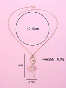 قلادة بتصميم فتاة البالية بتنورة وردية رقيقة، قطعة واحدة، أفضل إكسسوار للفتيات لارتدائه في الحياة اليومية
