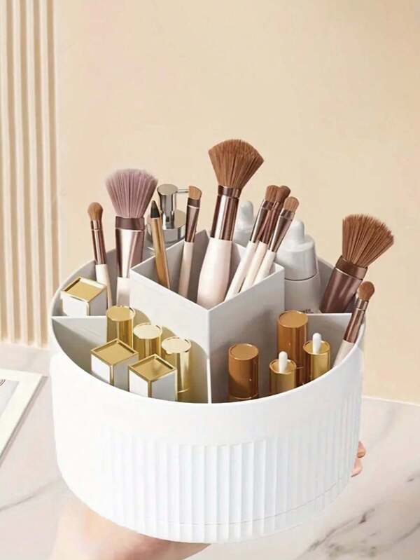 2pcs, Jewelry Storage Box, 360° Rotating Makeup Brush Organizer,5 Slot Make Up Brushes Cup , Bathroom Vanity Desktop Organizer, , Makeup Brush Storage Organizer, Rotating Desktop Storage Box, Rotating Cosmetic Storage Box,Makeup Brush Storage With Lid, Makeup Brush Storage Case ,Makeup Brush Storage Large Capacity Make Up Brushes Cup, Makeup Brush Storage Box, For Storage Stand For Cosmetics Painting Pen Eyeliner Or On The Vanity