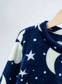 2 件套儿童法兰绒睡衣套装，保暖加厚家居服，适合秋冬季，男孩