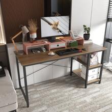 Dual 3 Shelf Computer Riser With Drawer, Adjustable Length And Angle, Desktop 2 Monitor Stand Storage Organizer - 粉色 - 查看 5