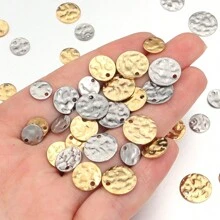 10pcs/Pack Stainless Steel Embossed Charm, Elegant Jewelry Decor For Earring, Clothes Accessories & Hair Ornament, Anti-Allergy And Color Retention - 10pcs/pack - View 3
