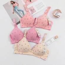 3pk Brasier De Lactancia Botón Abierto Ropa Maternidad - Rosa+Violeta+Beige - Ver 2