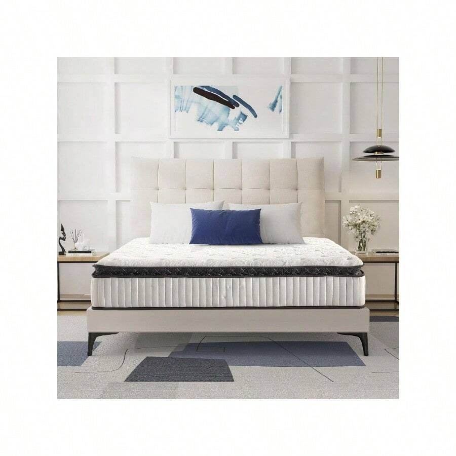 Mattress 12 Inch, Pillow Top Cold Gel Memory Foam Hybrid Mattress With