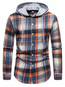 Chemise à manches longues à carreaux pour hommes, chemise décontractée à boutons