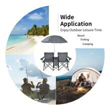 Lifezeal Folding Picnic Double Chair W/Umbrella Table Cooler Beach Camping Turquoise\Black\Red\Gray