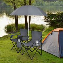 Lifezeal Folding Picnic Double Chair W/Umbrella Table Cooler Beach Camping Turquoise\Black\Red\Gray
