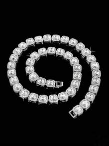 kuuioe 1 件几何立方体水钻闪光设计冰淇淋项链和手链，多种尺寸，时尚男女通用钻石镶嵌嘻哈风格项链 - 方塊 - 查看 8