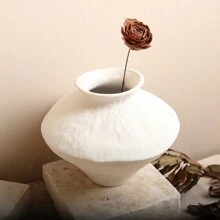 1 件白色哑光陶瓷花瓶，适用于 Wabi Sabi 家居装饰、乡村和农舍陶器、Japandi 小型复古花瓶，用于新鲜和干花植物餐桌中心装饰 - 白色 - 查看 8