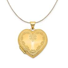 The Black Bow 14k Yellow Gold 21mm Ornate Heart Locket Necklace