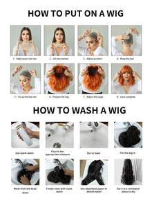 7JHH WIGS 28英寸橙棕色刘海假发，女士长直合成假发，柔软耐热纤维假发，适合日常佩戴、派对、角色扮演 - 查看 9