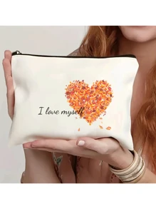 Flowers, Butterflies, Bows, Love, Autumn New Fashion, Christmas Gifts, Holiday Essentials, Halloween, Christmas, Clutch, Coin Purse, Toiletries, Makeup Bag, DIY, Send Girlfriend, Valentine's Day, Send Mom, Mother's Day, Travel, Bag, Women's Bag, Travel Essentials, Cloth Bag, Custom Name, - Beige - View 4