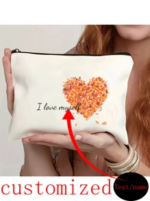 Flowers, Butterflies, Bows, Love, Autumn New Fashion, Christmas Gifts, Holiday Essentials, Halloween, Christmas, Clutch, Coin Purse, Toiletries, Makeup Bag, DIY, Send Girlfriend, Valentine's Day, Send Mom, Mother's Day, Travel, Bag, Women's Bag, Travel Essentials, Cloth Bag, Custom Name, - Beige - View 1