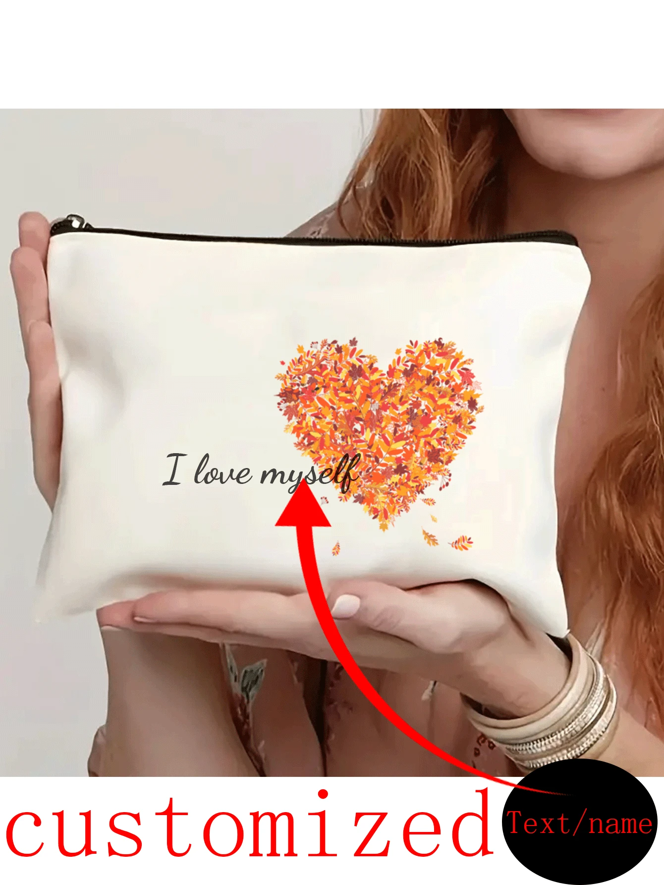 Flowers, Butterflies, Bows, Love, Autumn New Fashion, Christmas Gifts, Holiday Essentials, Halloween, Christmas, Clutch, Coin Purse, Toiletries, Makeup Bag, DIY, Send Girlfriend, Valentine's Day, Send Mom, Mother's Day, Travel, Bag, Women's Bag, Travel Essentials, Cloth Bag, Custom Name, - Beige - View 1