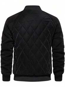 Latest Fashion Hot Men's Quilted Jacket Long Sleeved Soft And Warm Outdoor Button Front Jacket Jacket With Zipper Pocket - màu đen - Xem 3