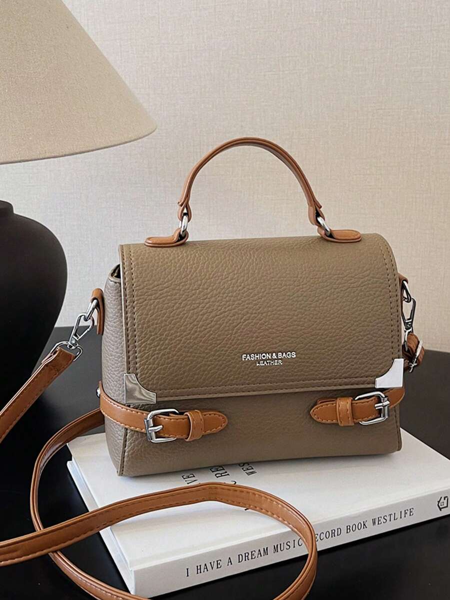 女士单肩包 柔软素食皮革 真皮斜挎包 轻便小巧可爱手提包 时尚手拿包 - 咖啡棕 - 查看 1