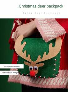 1 Conjunto de Decoração de Natal Renas de Natal DIY Mochila Presente Pequeno Feito à Mão Porta-Moedas Criativo Produto Semifinished Material Artesanal de Jardim de Infância para Meninos e Meninas - pacote de material diy (acessórios de cor aleatória) - Visão 3