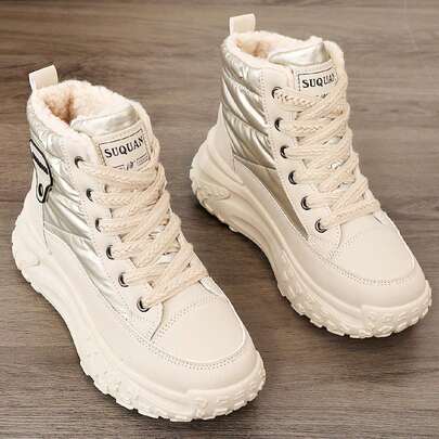 2024 新款韩版学生百搭厚底高帮雪地靴女厚底户外休闲雪地靴冬季