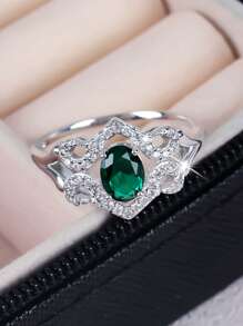 1 pieza Anillo de piedra de zirconia en forma de lágrima brillante y lujoso, ideal para mujeres como regalo para el Día de San Valentín, compromiso, boda, aniversario, mamá, madre, Día de la Madre