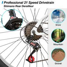 HILAND Bamcbase Sprague 24/26 Inch Adult Mountain Bike For Men And Women, 21-Speed Adult Hardtail MTB With Dual V-Brakes & High-Carbon Steel Frame (White/Black) - 白色 - 查看 4
