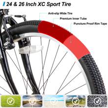 HILAND Bamcbase Sprague 24/26 Inch Adult Mountain Bike For Men And Women, 21-Speed Adult Hardtail MTB With Dual V-Brakes & High-Carbon Steel Frame (White/Black) - 白色 - 查看 5