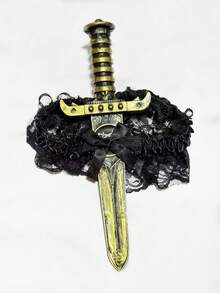 Bộ 2 đai garter có nơ và đồ giả, bao gồm 1 miếng dán, vòng chân bằng ren có nơ và bao da chân kiếm, thích hợp cho trang phục hóa trang Halloween, được các quý cô ưa chuộng, màu đen - nhiều màu - Xem 2