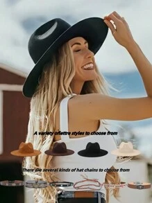 1pc zachte dameshoed, modieuze Britse stijl effen kleur platte pet, verschillende ketting- en riemdecoratiestijlen, geschikt voor bruiloft, vakantie, verjaardag, unisex, verstelbaar