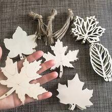 10 piezas de patrones de madera de otoño, tablas de madera con hojas para manualidades, bloques de madera de arce en blanco con cuerdas colgantes, decoración DIY para fiestas de cosecha de otoño del Día de Acción de Gracias, 5 estilos - Multicolor - Ver 5