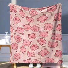 GEL HUT MUN 1件毛绒毯，创意可爱小猪图案印花，柔软保暖，适用于沙发、床、汽车、办公室、露营，也可作为礼物，四季皆宜 - 彩色 - 查看 7