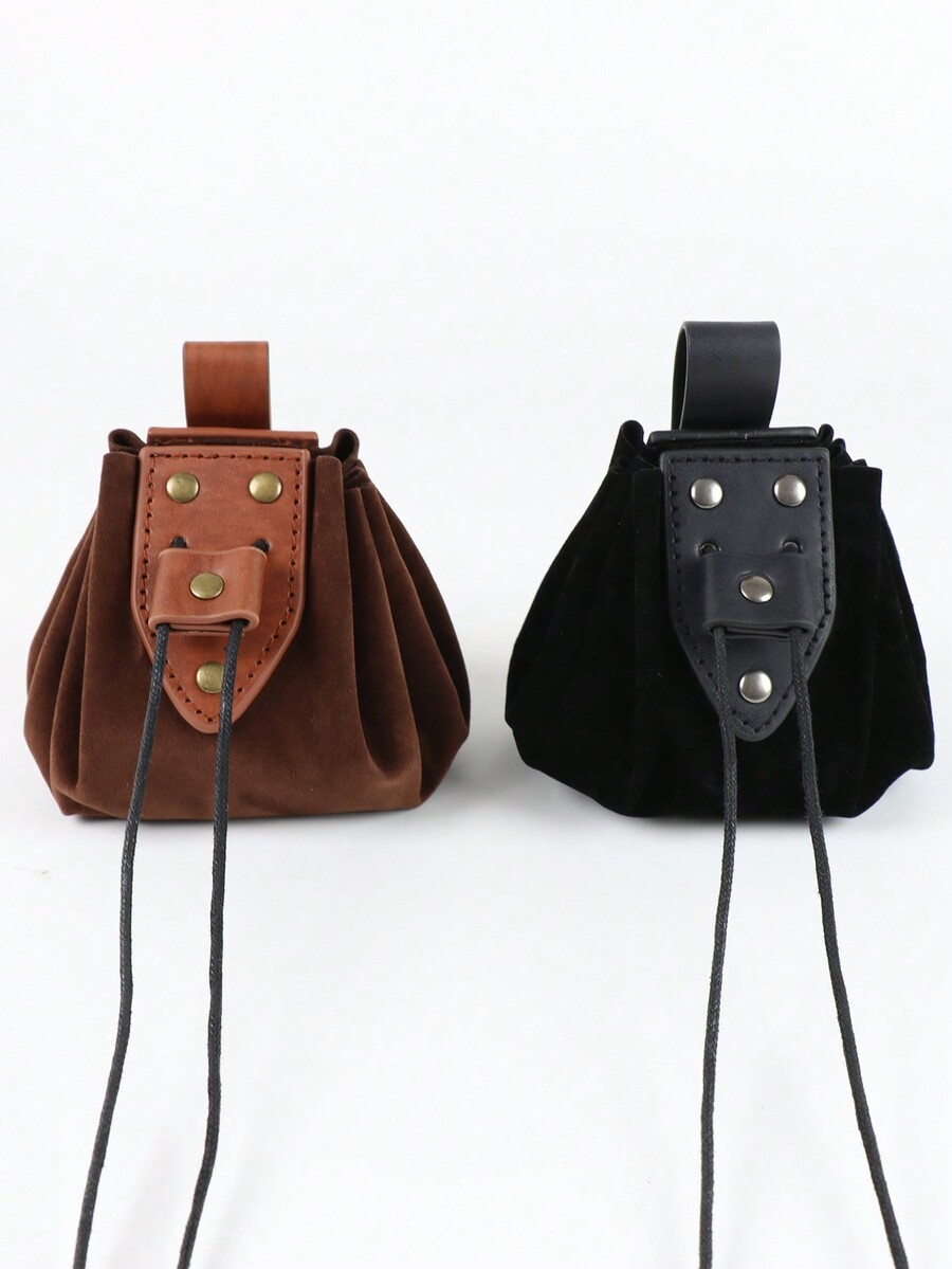 1PC Medieval Faux Leather Drawstring Belt Pouch Retro Coin Purse
