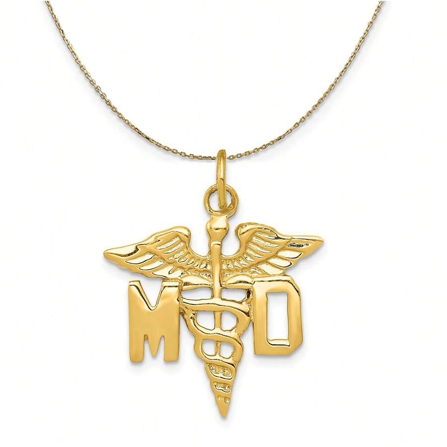 The Black Bow 14k Yellow Gold MD Caduceus Necklace SHEIN USA