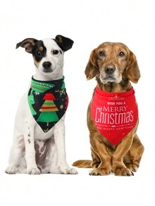 Reversible Christmas Pet Bandana With Santa Claus, Snowman And Reindeer Pattern,Halloween Devil Pumpkin Pattern Pet Kerchiefs,Adjustable Xmas Theme Pattern Printing Dog Triangle Bibs Scarfs,Suitable For Small To Medium Dogs And Cats - Soft Polyester, Machine Washable, Random Style