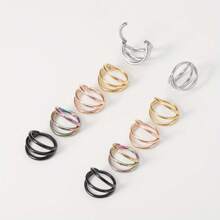 1 pieza Aro triple para septum de acero inoxidable hipoalergénico de 16G con cierre a presión, joyería de perforación para nariz, labio, cartílago, concha, hélix, daith, trago, lóbulo, root y anillo para el ombligo, de 8 mm y 10 mm, para mujeres y hombres