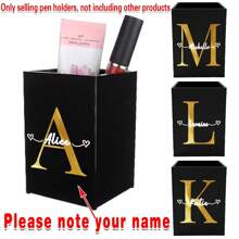 Customized Name High-End Acrylic Pen Holder Durable Pencil Cup Stationery Holder Minimalist Desk Organizer For Office Study Modern Multifunctional Design Sturdy Makeup Brush Storage Holders Easy To Clean Home Decor - Black - View 13