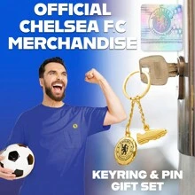 Chelsea F.C. Keyring And Pin Badge Gift Set Supporters Gear - Gold - View 3