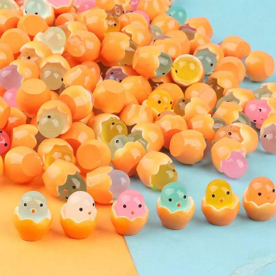 50 chiếc nhựa ABS phát sáng trong bóng tối hoạt hình dễ thương gà con nở ra phụ kiện trang trí DIY, vỏ trứng đáng yêu phát sáng các bộ phận nhựa gà con nhỏ cho ốp điện thoại dạng gel kem DIY, phụ kiện tóc, đèn chiếu sáng, mặt dây chuyền móc khóa, bộ phận trang trí đèn phát sáng thủ công, quà tặng nhỏ cho tiệc, giải thưởng trường học, đồ chơi gà con, điện thoại đồ chơi, đồ thủ công của tôi - Nhiều màu - Xem 1
