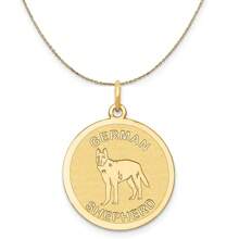 The Black Bow 14k Yellow Gold Etched German Shepherd Disc Necklace, 19mm