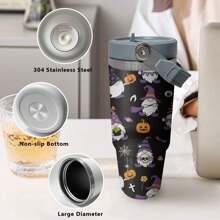30 Oz Halloween Gnome Iceflow Flip Tumbler Insulated Stainless Tumbler,Halloween Goth Ghost Travel Coffee Cup Water Botter, Witch Goth Decor Halloween Gifts For Women,9.4"*3.5"*2.7",1Pcs - 萬聖節 - 查看 3