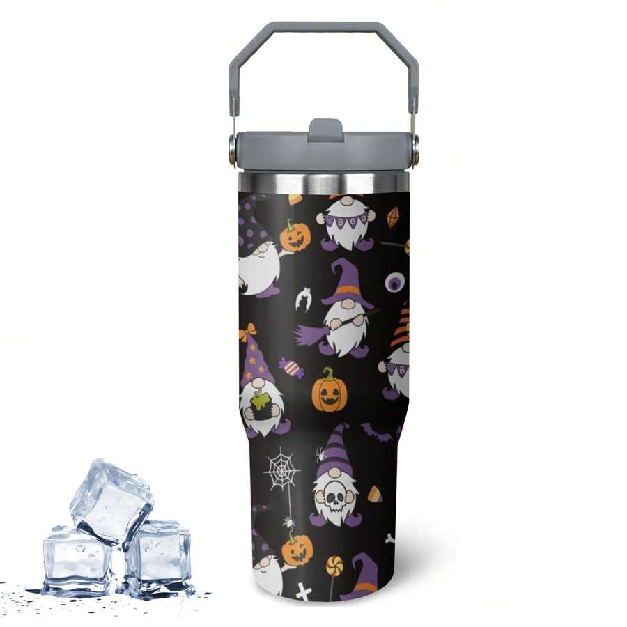 30 Oz Halloween Gnome Iceflow Flip Tumbler Insulated Stainless Tumbler,Halloween Goth Ghost Travel Coffee Cup Water Botter, Witch Goth Decor Halloween Gifts For Women,9.4"*3.5"*2.7",1Pcs - 萬聖節 - 查看 1