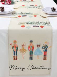 1 件 33 * 183 厘米圣诞风格桌旗，圣诞胡桃夹子设计厚亚麻桌旗，桌布是家庭圣诞派对房间餐桌家居装饰的完美装饰，2025 新年装饰用品，圣诞节装饰，圣诞饰品，圣诞装饰，圣诞装饰，万圣节，万圣节装饰 - 胡桃鉗 - 查看 3