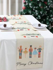 1 件 33 * 183 厘米圣诞风格桌旗，圣诞胡桃夹子设计厚亚麻桌旗，桌布是家庭圣诞派对房间餐桌家居装饰的完美装饰，2025 新年装饰用品，圣诞节装饰，圣诞饰品，圣诞装饰，圣诞装饰，万圣节，万圣节装饰 - 胡桃鉗 - 查看 4