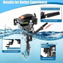 OUKANING Outboard Motor Engine 6HP Fishing Boat 4 Stroke HANGKAI Engine Air Cooling Motor Heavy Duty Outboard Motor Marine Boat Engine Air Cooling 2500RPM - Black - View 2