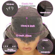 250% Density Kinky Straight Wig Human Hair 13x4 HD Lace Front Wigs Human Hair Wigs For Women Yaki Straight Human Hair Wig Glueless Frontal Wigs Human Hair Pre Plucked - Natural Black - 查看 10
