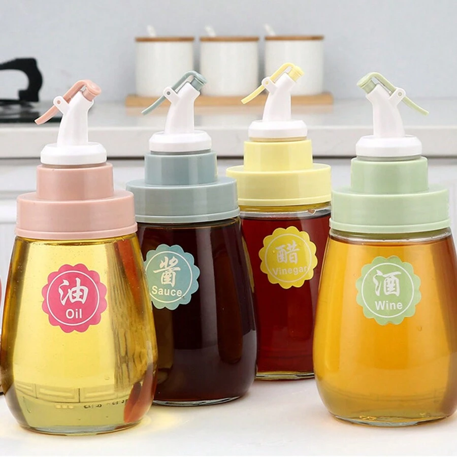 2个装油瓶嘴，厨房压油器，塑料油瓶盖，油壶塞 - 彩色 - 查看 1