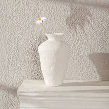 1 件白色哑光陶瓷花瓶，适用于 Wabi Sabi 家居装饰、乡村和农舍陶器、Japandi 小型复古花瓶，用于新鲜和干花植物餐桌中心装饰 - 白色 - 查看 5