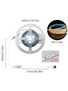 1pc/1m/2m/5m Adjustable Brightness Dual Color Temperature Self-Adhesive LED Light Strip, Multi-Functional Home Use For Wardrobe, Cabinet, Stairs, Indoor Decoration, Smart Light Rope, Bedroom, Living Room Ambient Lighting