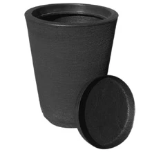 Polyethylene Striped Column Plant Pot Does Not Lose Color Modern Design Garden Or Indoor - Black - View 1