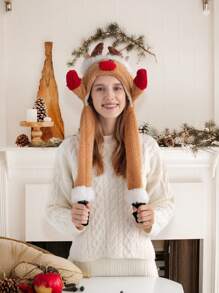 1 szt. Zabawny renifer interaktywny wyskakujący świąteczny kapelusz z rękami huśtającymi się świątecznymi czapkami, machającymi świątecznymi czapkami imprezowymi dla dorosłych nastolatków, świąteczne słodkie prezenty, wystrój domu, dekoracje świąteczne, wystrój pokoju zimowego