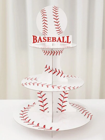 Baseball Theme Cake Stand, Multi-Tier Cake Tray, Suitable For Party, Birthday, Holiday Tabletop DIY Cake Decoration, Party Supplies, Cake Decorative Accessories, Food Tray, Baseball Party Cake Stand, Home Decor, Birthday Decoration, Party Gifts